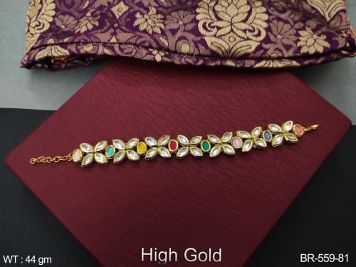 Classic Party Wear Kundan Bracelet for Women in Multi, photo 3 of 8