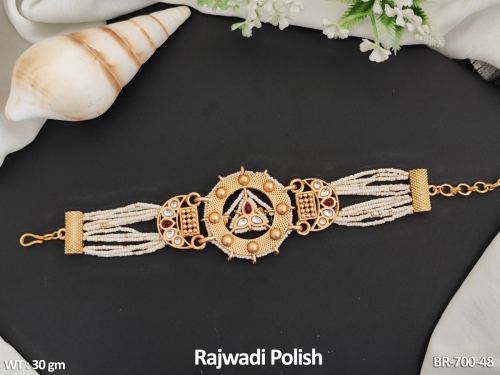 Rajwadi Finish Kundan Stone-Studded Bracelet for Women