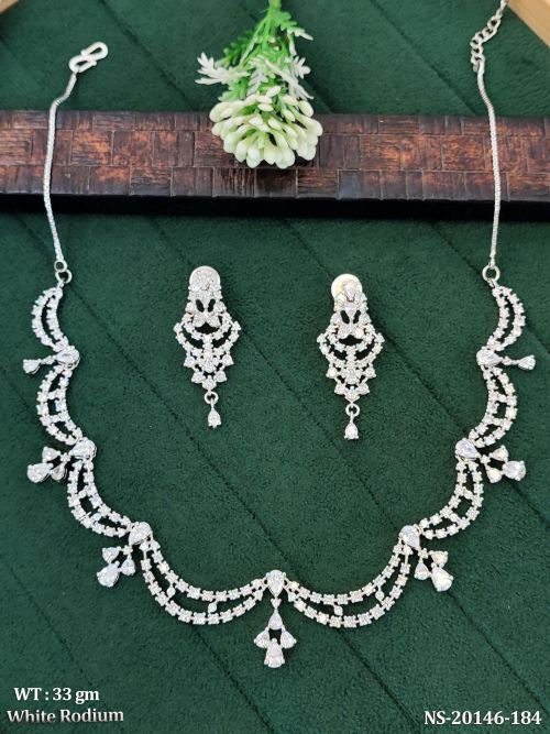Necklace Set with Stone Work in White Finish, photo 2 of 3