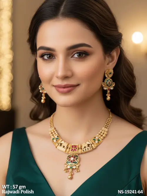 Short Jewellery Set in Rajwadi Finish for Women