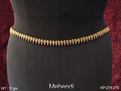 Antique Design Mehendi Polish Designer Party / Wedding wear Antique Jewellery Kamarpatta (Hip Belt)  