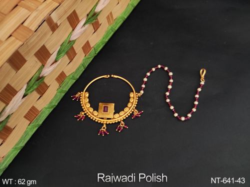 Antique Nath in Rajwadi Finish in Ruby, photo 3 of 3