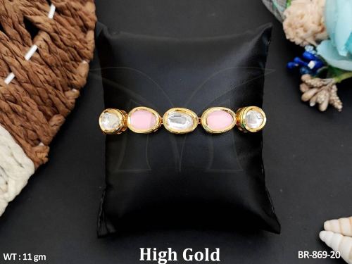 Classic Stone-Studded Kundan Bracelet for Women
