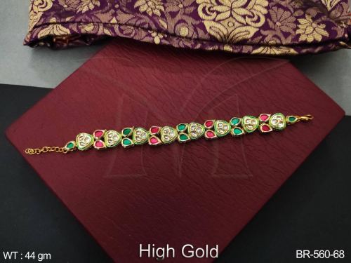 Classic Kundan Bracelet in Ruby Green, photo 5 of 13