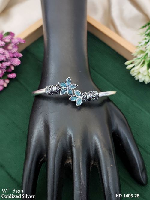 Oxidized Silver Full Stone Designer  Party Wear Kada  