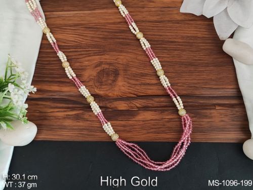 Party Wear Antique Mala with Beads in Pink, photo 3 of 15