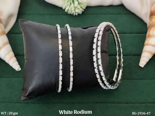 Bangles with American Diamond Stones in White Finish Set of 4