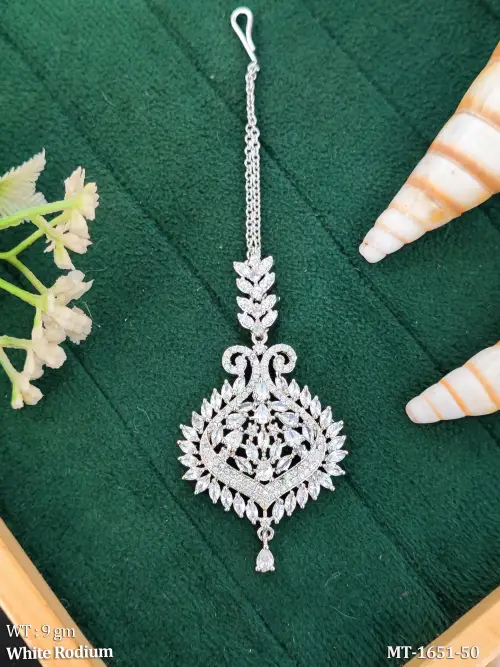 Stylish Stone Maang Tikka Royal Wedding Jewellery