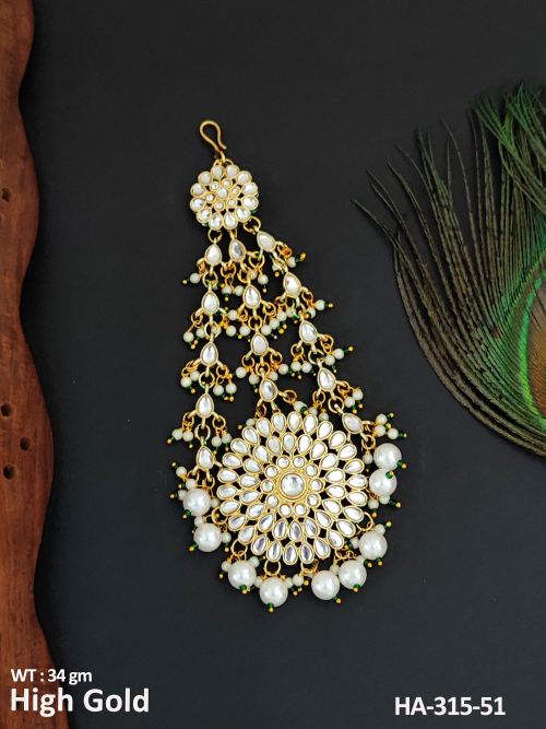 Antique Jewellery High Gold Polish Fancy Clustered Pearl Party Wear Hair Accessories    
