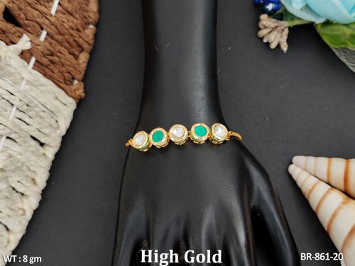 Kundan Bracelet for Women in Green, photo 3 of 10