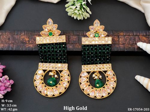 Antique Stone-Studded Earrings in Green, photo 2 of 5
