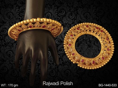 Graceful Rajwadi Finish Antique Bangles for Women Set of 2