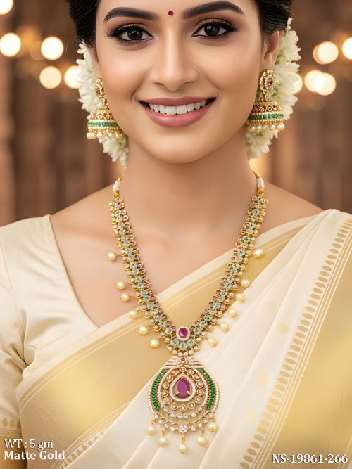 Kemp Stone-Studded Jewellery Set in Matte Finish