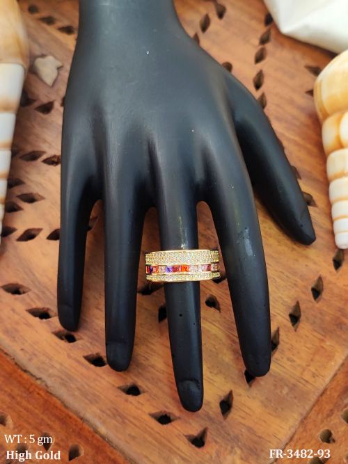 Designer High Gold Rainbow Stone Finger Ring