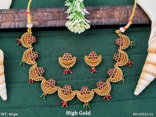 Antique Floral Necklace Set with Stone Work, photo 2 of 3