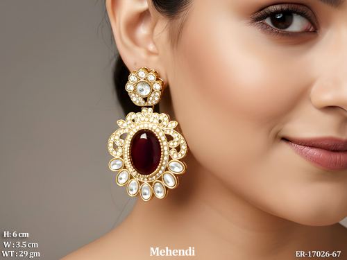 Party Wear Antique Earrings with Stone Work
