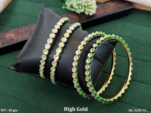 White Kundan Bangles with Stone Work Set of 4, photo 2 of 4