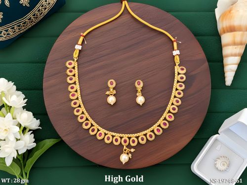 Oval Stone-Studded Necklace Set for Women