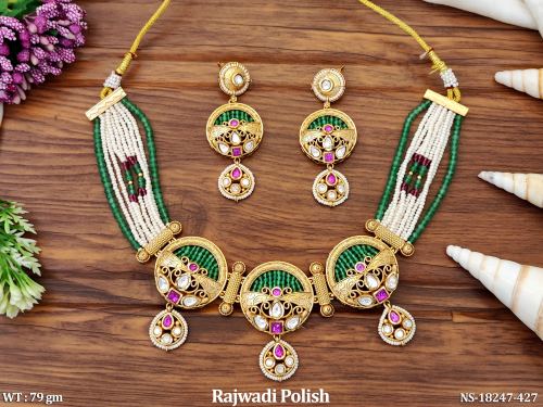 Rajwadi Finish Stone-Studded Necklace Set for Women