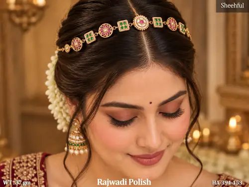 Royal Rajwadi Hair Chain With Elegant Kundan Style Design