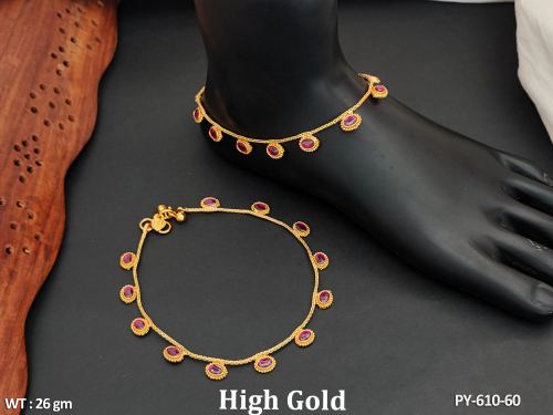 Charming High Gold Polish  Payal Beautifully Crafted for an Ethnic Touch