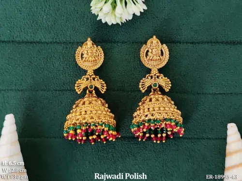 Rajwadi Finish Temple Earrings for Women