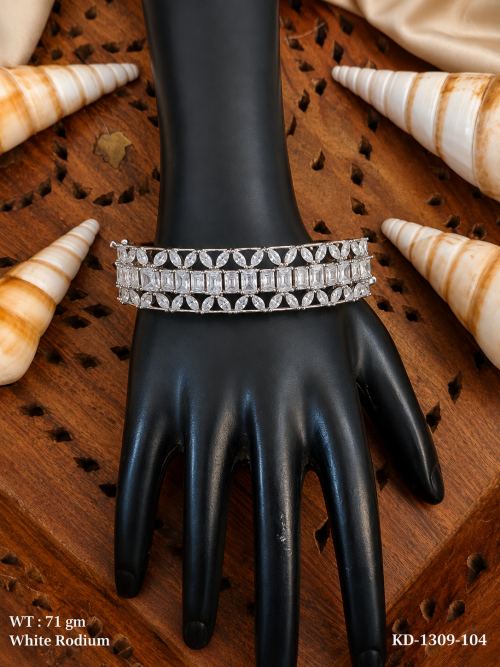 Classic Kada with Stone Work in White Finish
