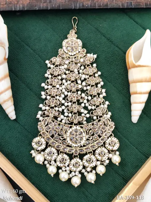 Antique Kundan Clustered Pearl Hair Accessories