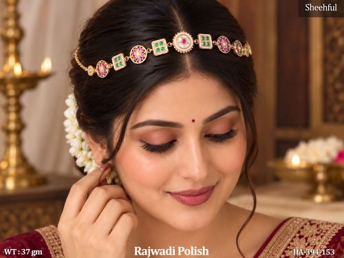 Stone-Studded Kundan Hair Chain for Women, photo 3 of 4