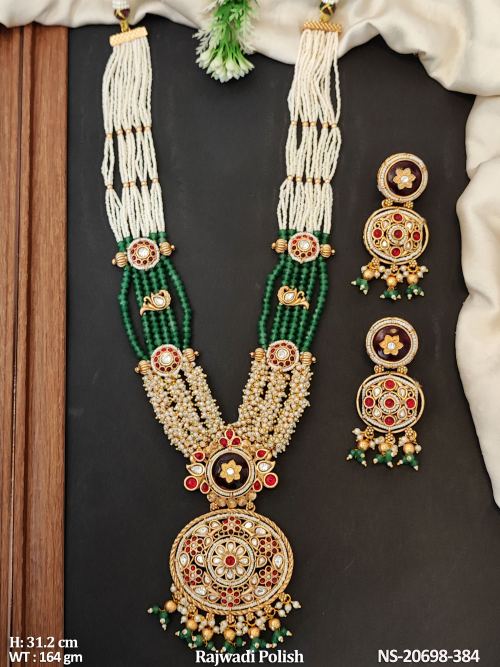 Antique Necklace Set with Pearls in Rajwadi Finish, photo 2 of 2