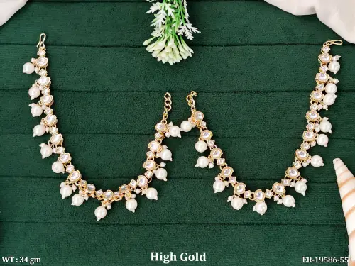 Ethnic Pearl Kaan Chain Earrings