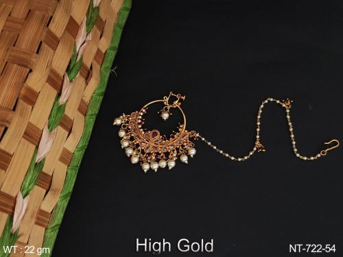 Classic Pearl Antique Nath in Ruby, photo 2 of 2