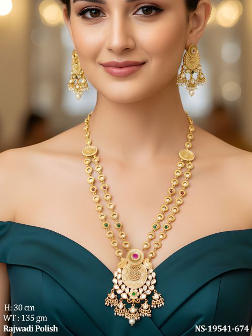 Layered Stone-Studded Necklace Set for Women