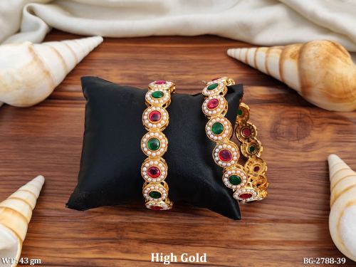 Classic Antique Stone-Studded Bangles Set of 2