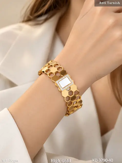Elegant American Diamond Square Stone Designer Kada