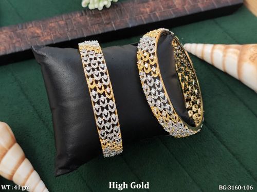 Traditional CZ Stone Bangle Pair