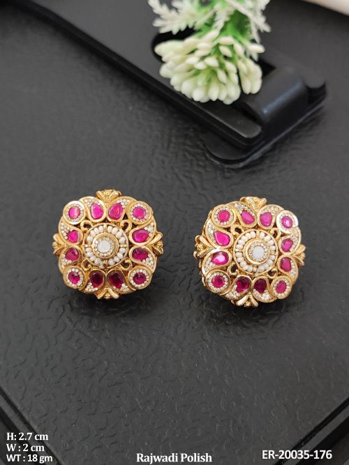 Floral Pearl Earrings for Women in Ruby, photo 2 of 3