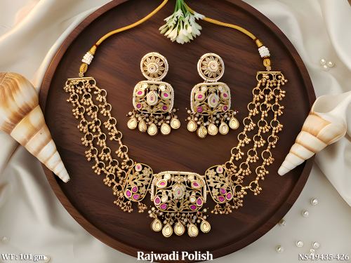 Rajwadi Finish Heritage Stone-Studded Necklace Set for Women