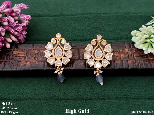 Classic Party Wear Floral Drop Earrings for Women in Gray, photo 8 of 11