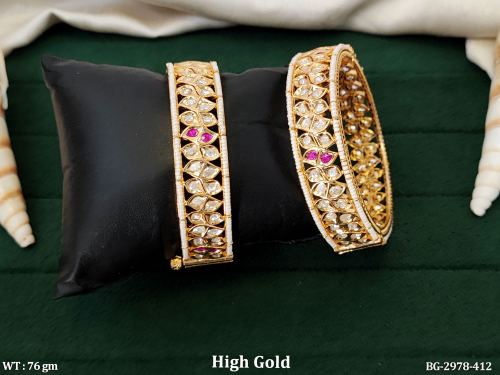 Stone-Studded Kundan Bangles for Women, photo 2 of 3