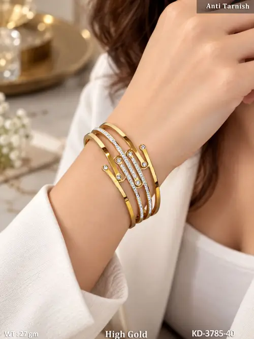 Beautiful AD Stone High Gold Designer Kada
