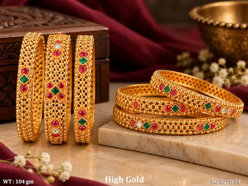 Stone-Studded Traditional Bangles for Women Set of 6, photo 2 of 3