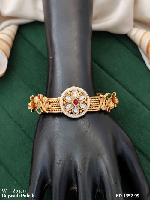 Antique Jewellery  Rajwadi Polish Full Stone Kada   