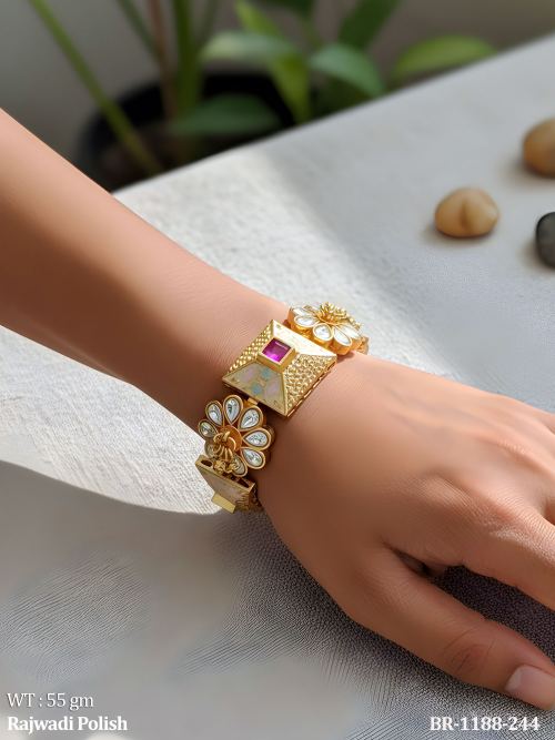 Rajwadi Polish Kundan Designer Bracelet for Women