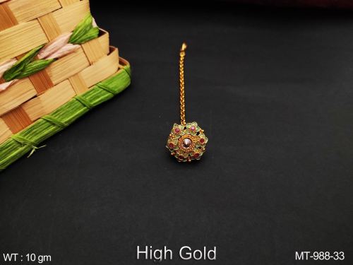 South Indian Floral Maang Tikka with Stone Work