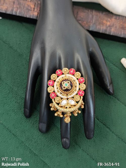 Royal Heritage Ring Featuring Intricate Rajwadi Craftsmanship Rajwadi Polish Antique Finger Ring