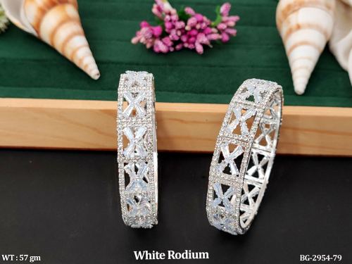 Stone-Studded Bangle Set in White Finish, photo 2 of 2