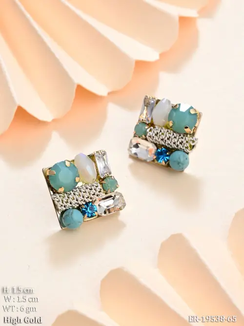 Stone-Studded Western Stud Earrings for Women