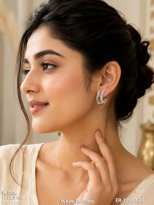 White Finish Hoop Earrings for Women