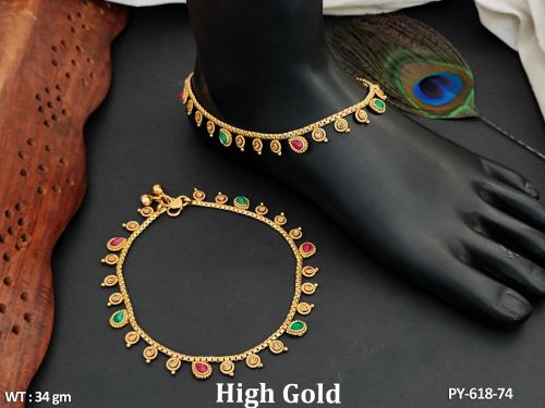 Antique Jewelry High Gold Polish Fancy Wedding Wear Collections Antique Payal 